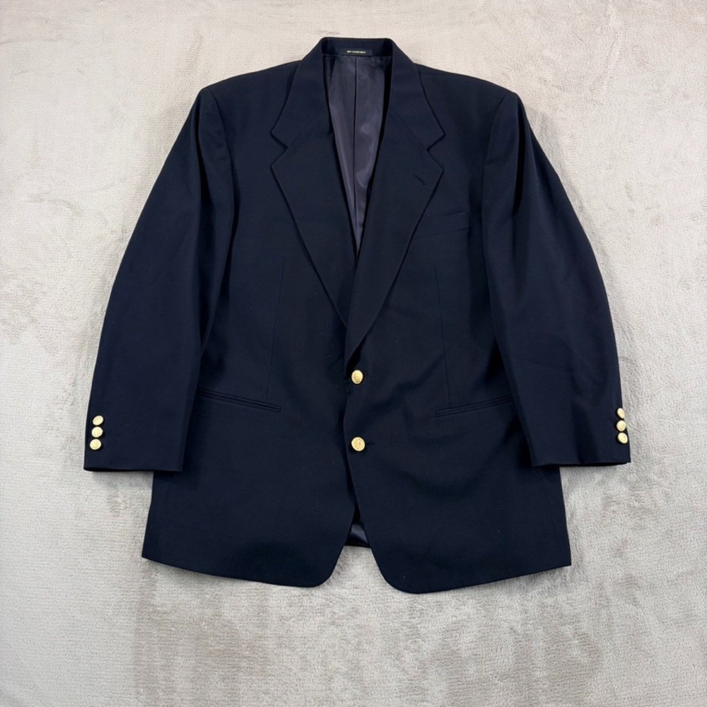GIVENCHY monsieur Gold Buttons Blazer Sport Coat in Navy Men 44R Made in USA